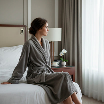 <p>Robe de chambre polyester -  Gris clair</p>