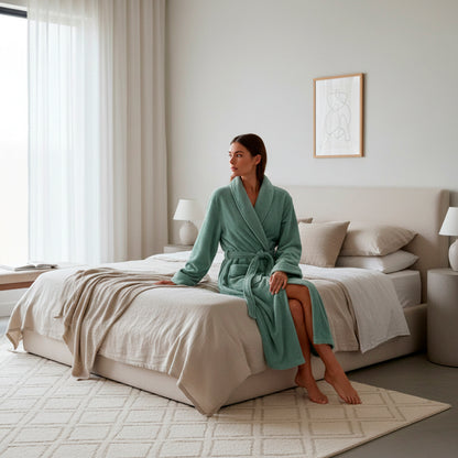 <p>Robe de chambre polyester -  Vert</p>