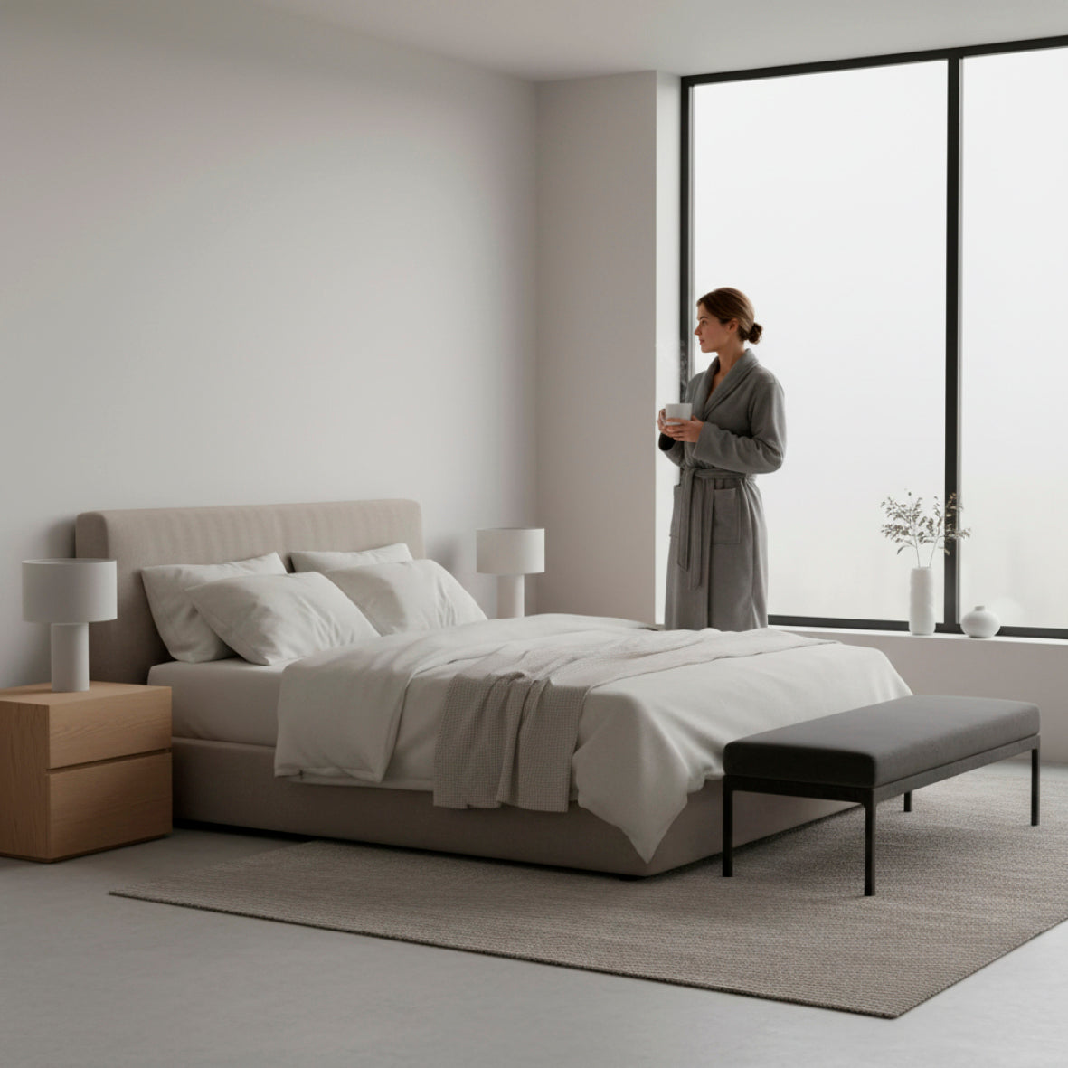 <p>Robe de chambre polyester -  Gris clair</p>