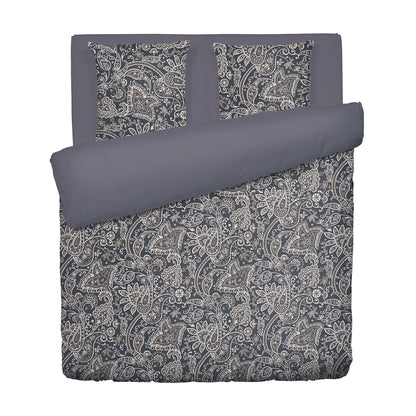 Duvet cover + pillowcase cotton satin - Buta Grey / Taupe