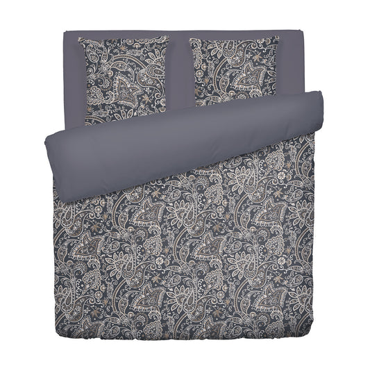 <p>Housse de couette + taie d'oreiller satin de coton - Buta Gris / Taupe</p>