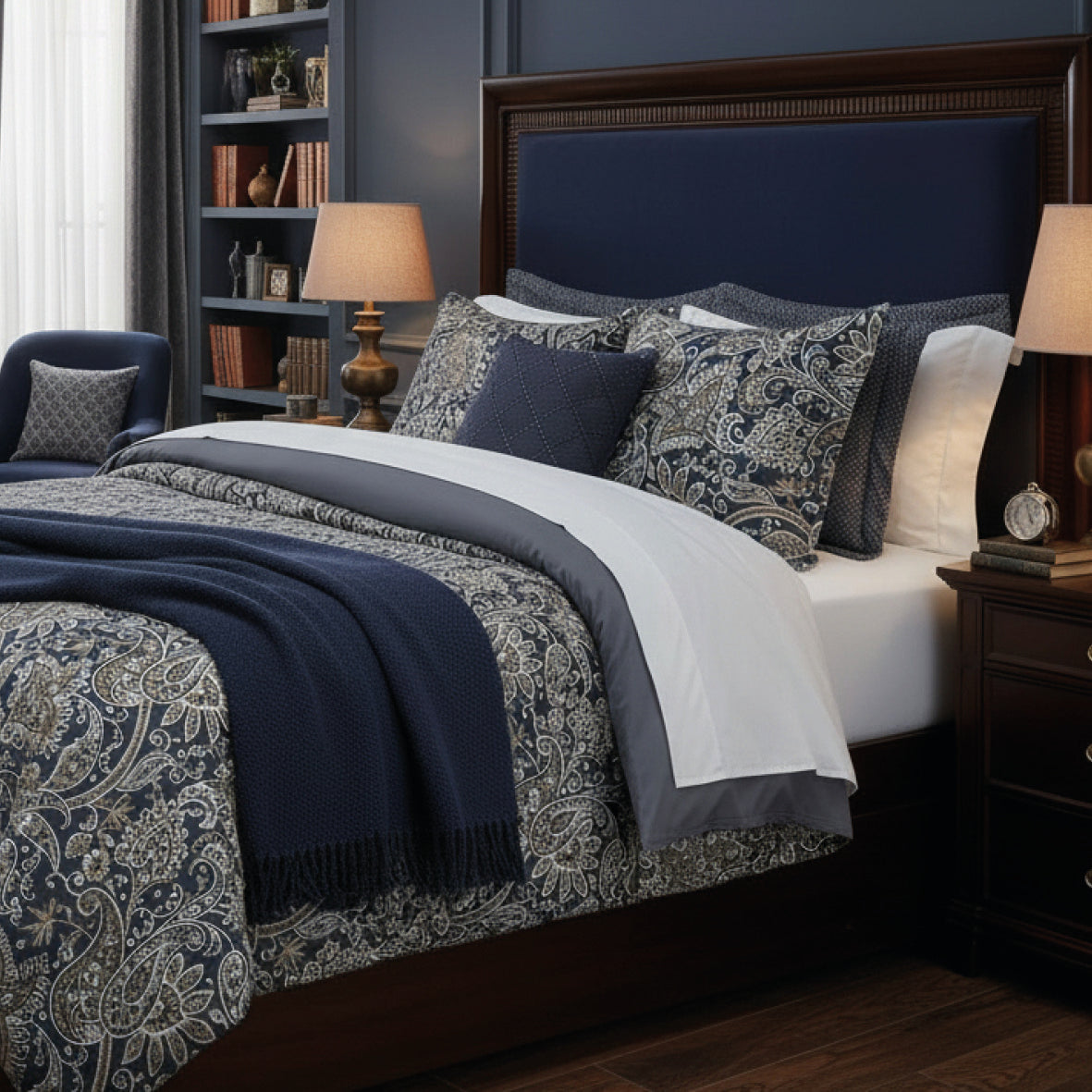 Duvet cover + pillowcase cotton satin - Buta Grey / Taupe