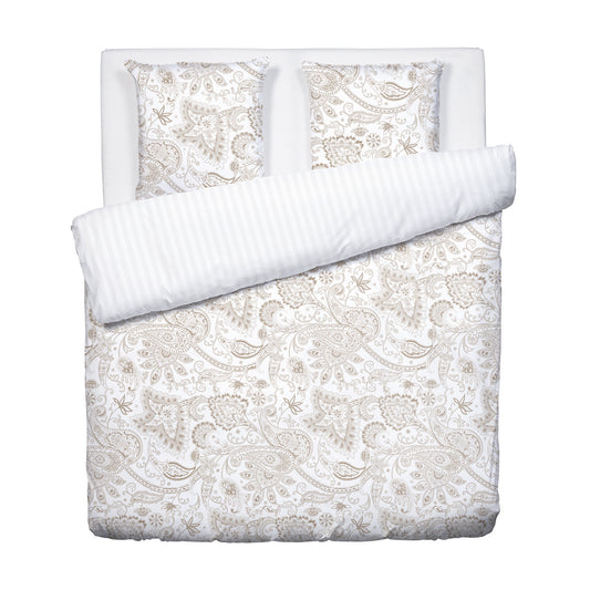 <p>Housse de couette + taie d'oreiller satin de coton - Buta Taupe</p>