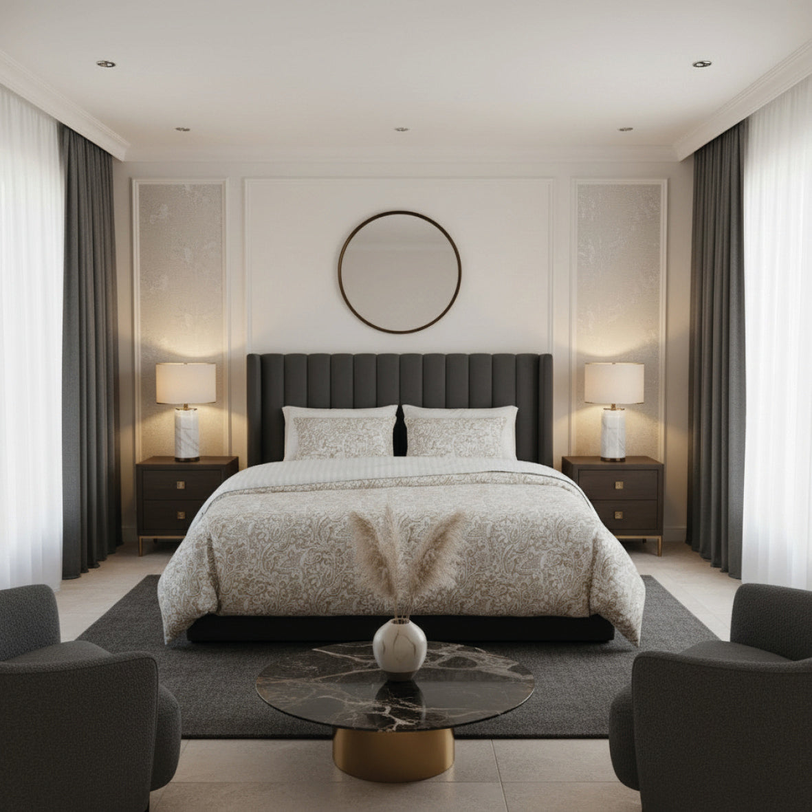 Duvet cover + pillowcase cotton satin - Buta Taupe