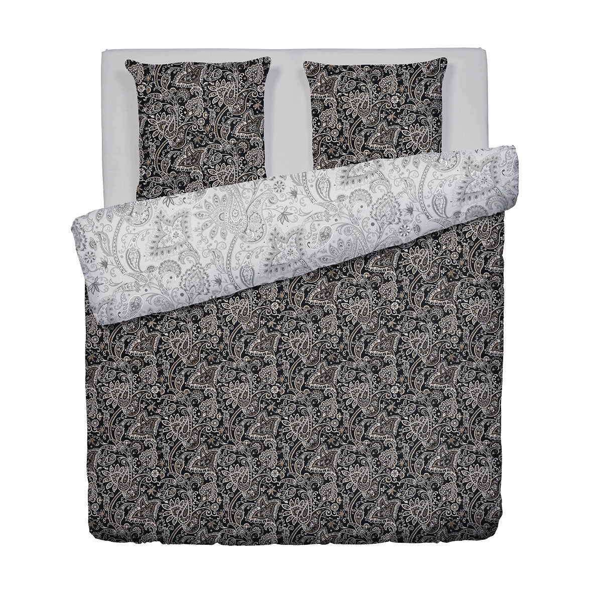 Duvet cover + pillowcase cotton satin - Buta Black