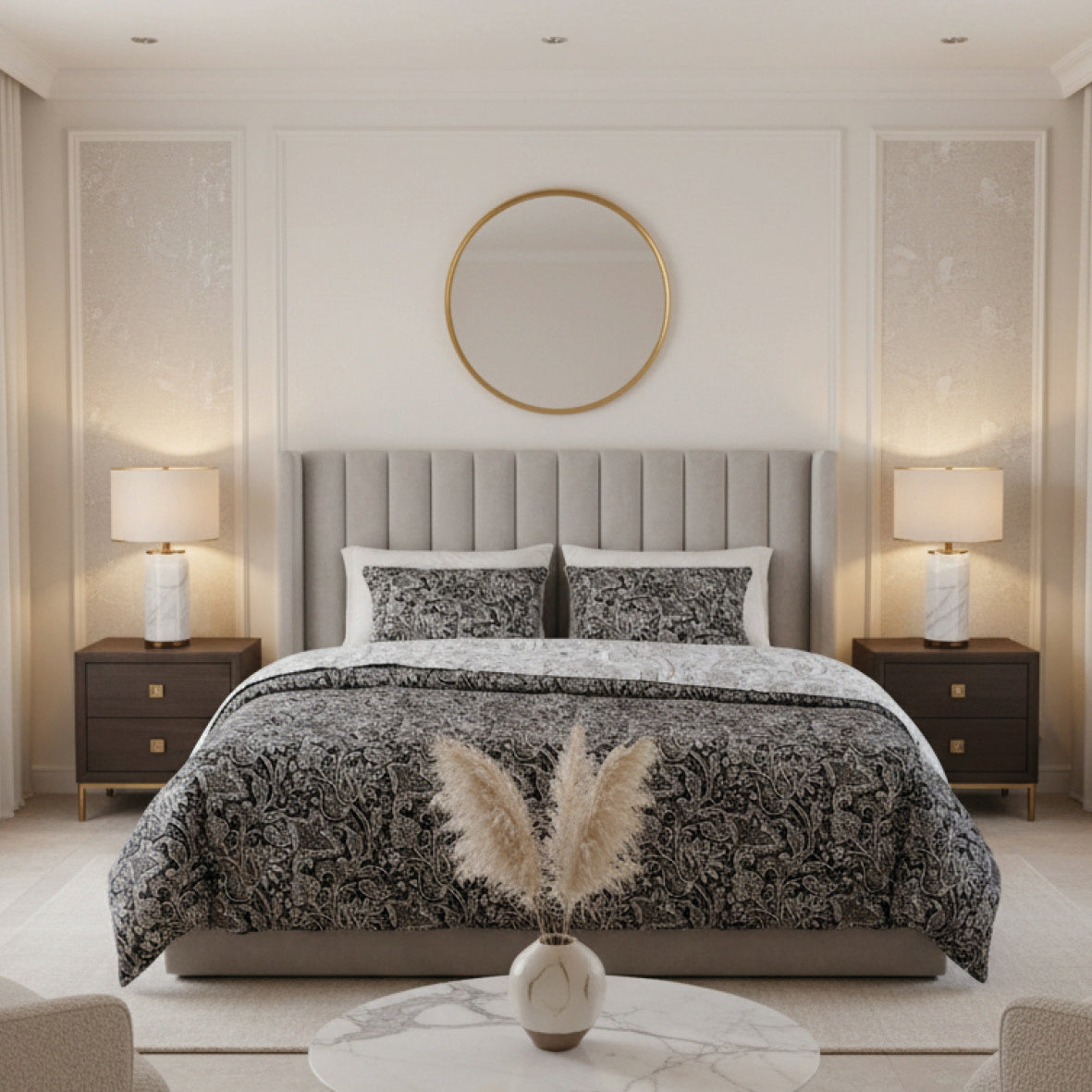 Duvet cover + pillowcase cotton satin - Buta Black