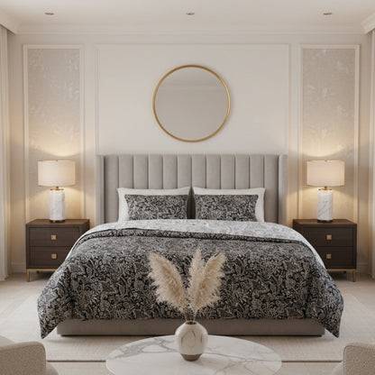 Duvet cover + pillowcase cotton satin - Buta Black