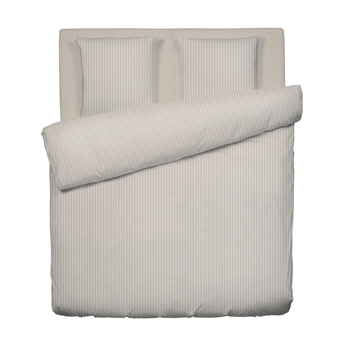 Duvet cover + pillowcase cotton satin - Élégance rayée Taupe