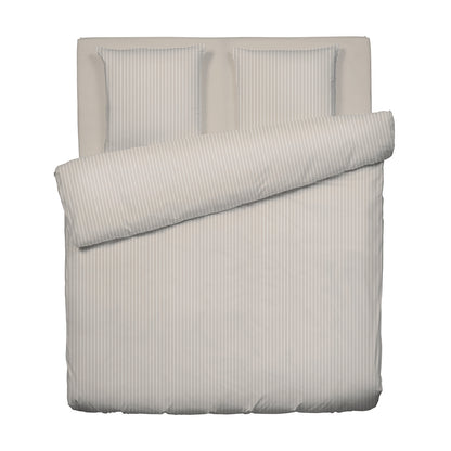 Duvet cover + pillowcase cotton satin - Élégance rayée Taupe