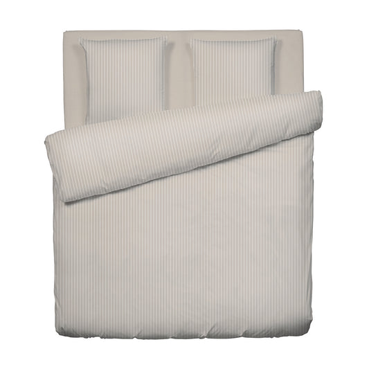 <p>Housse de couette + taie d'oreiller satin de coton - �l�gance ray�e Taupe</p>