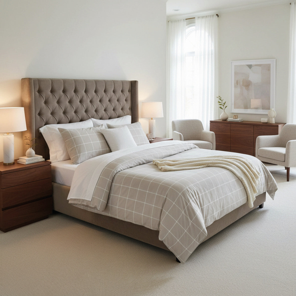 Duvet cover + pillowcase cotton satin - Aurélie Taupe