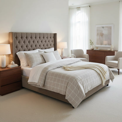 Duvet cover + pillowcase cotton satin - Aurélie Taupe