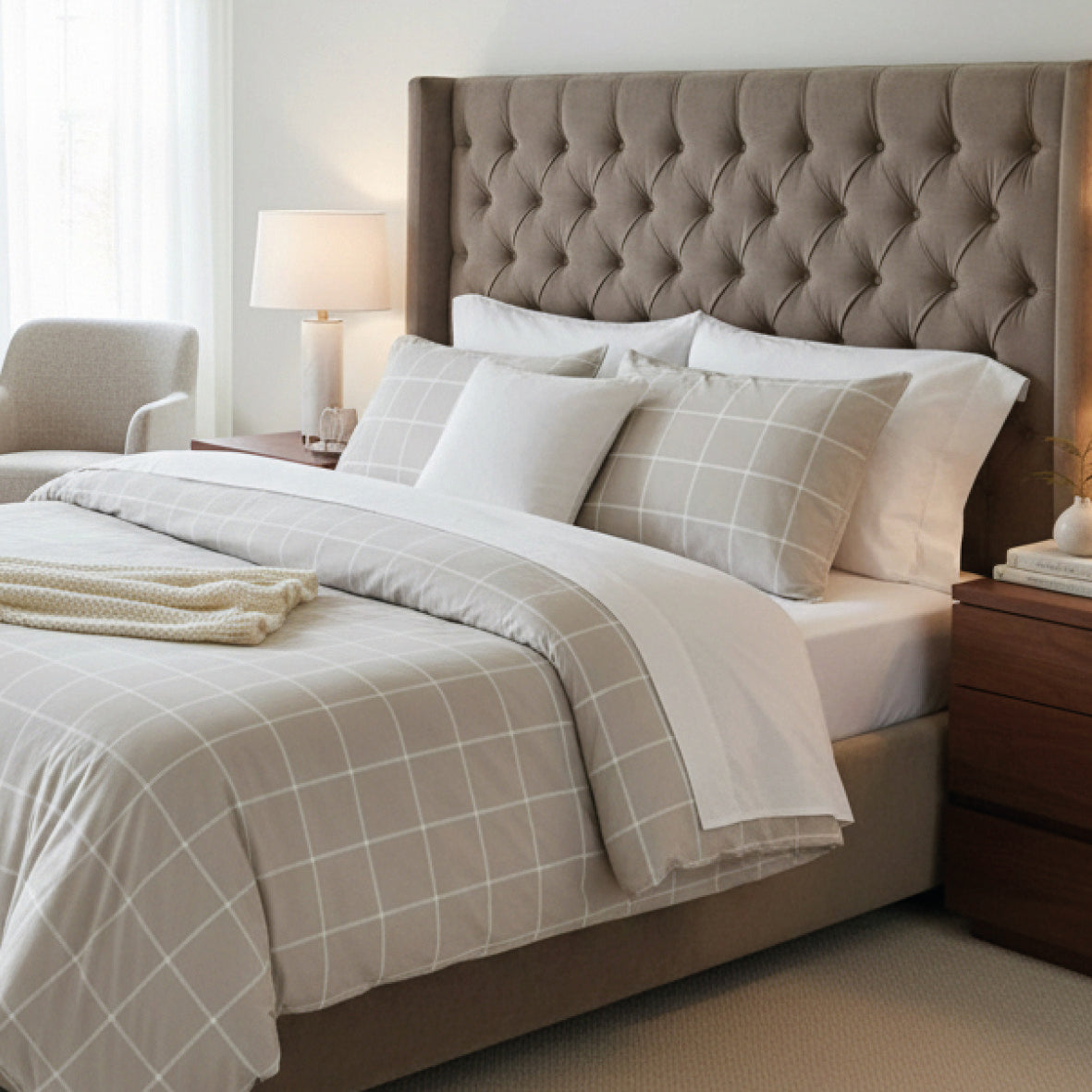 Duvet cover + pillowcase cotton satin - Aurélie Taupe