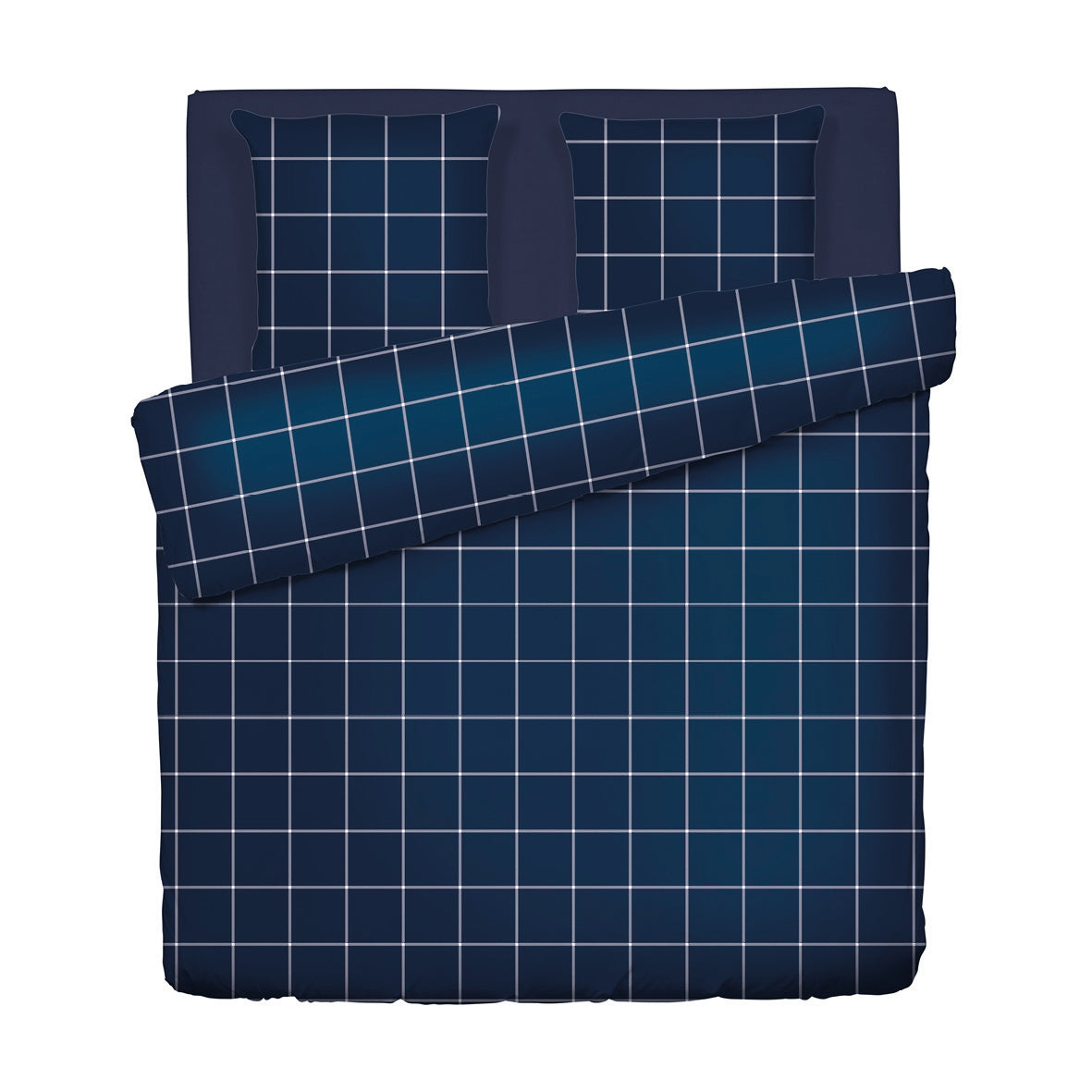 Duvet cover + pillowcase cotton satin - Aurélie Dark blue