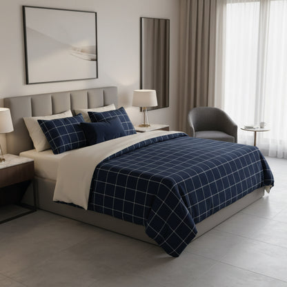 Duvet cover + pillowcase cotton satin - Aurélie Dark blue