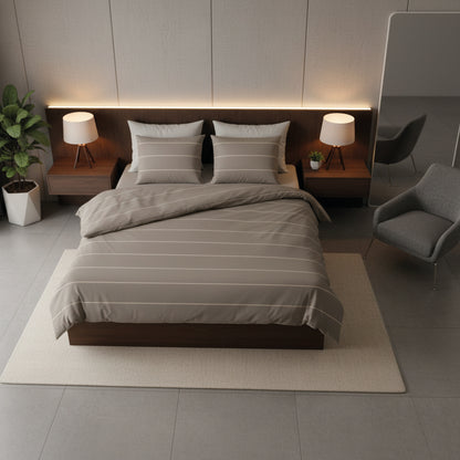 Duvet cover + pillowcase cotton satin - Lucien Taupe