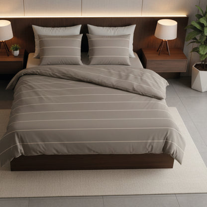 Duvet cover + pillowcase cotton satin - Lucien Taupe