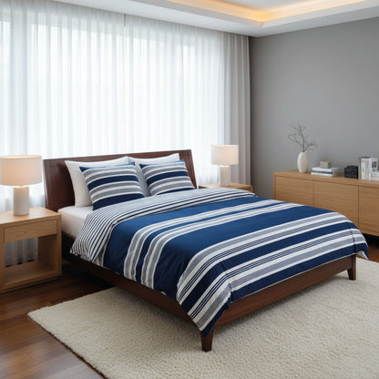 Duvet cover + pillowcase cotton satin - Emilia Blue