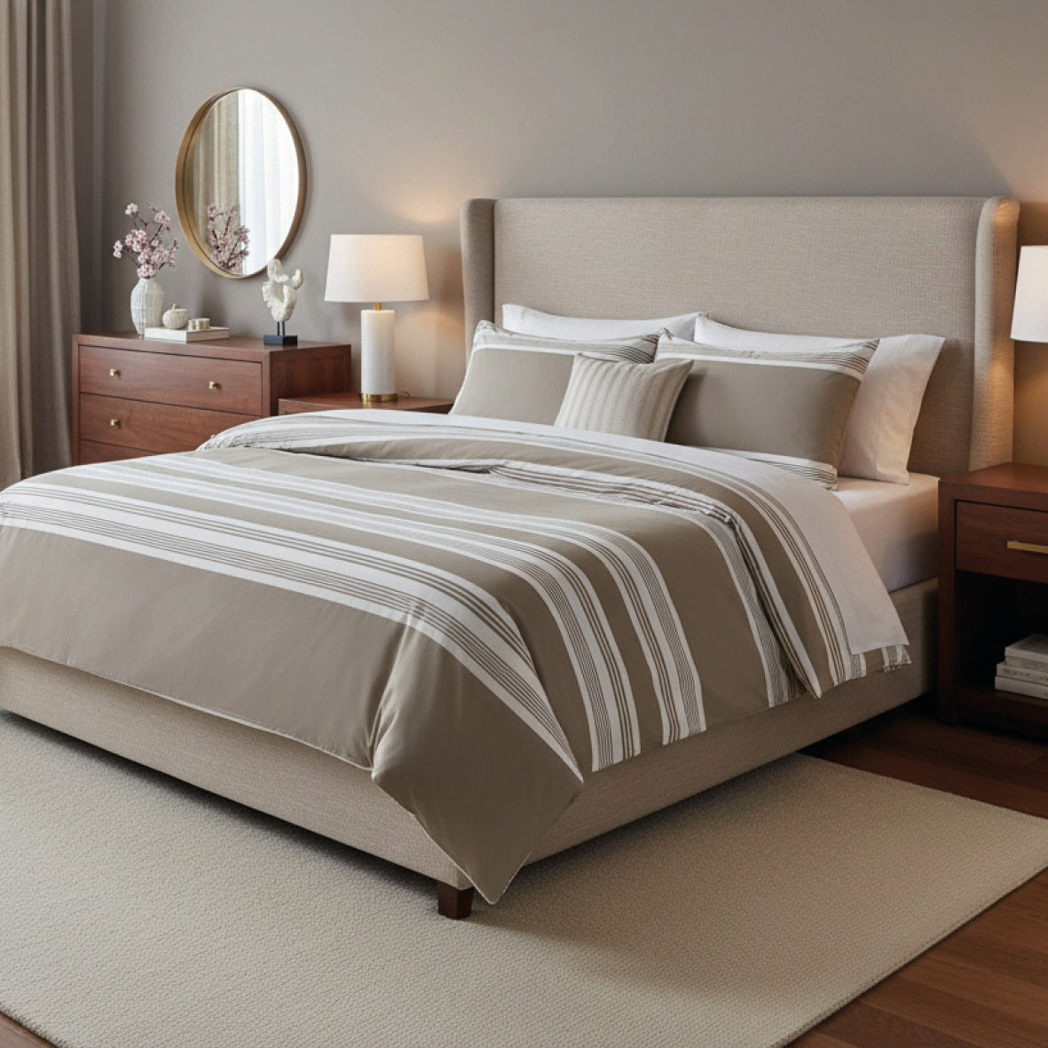 Duvet cover + pillowcase cotton satin - Emilia Taupe