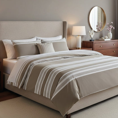 Duvet cover + pillowcase cotton satin - Emilia Taupe