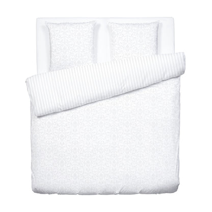 Duvet cover + pillowcase cotton satin Jacquard woven - Dentelle royale White
