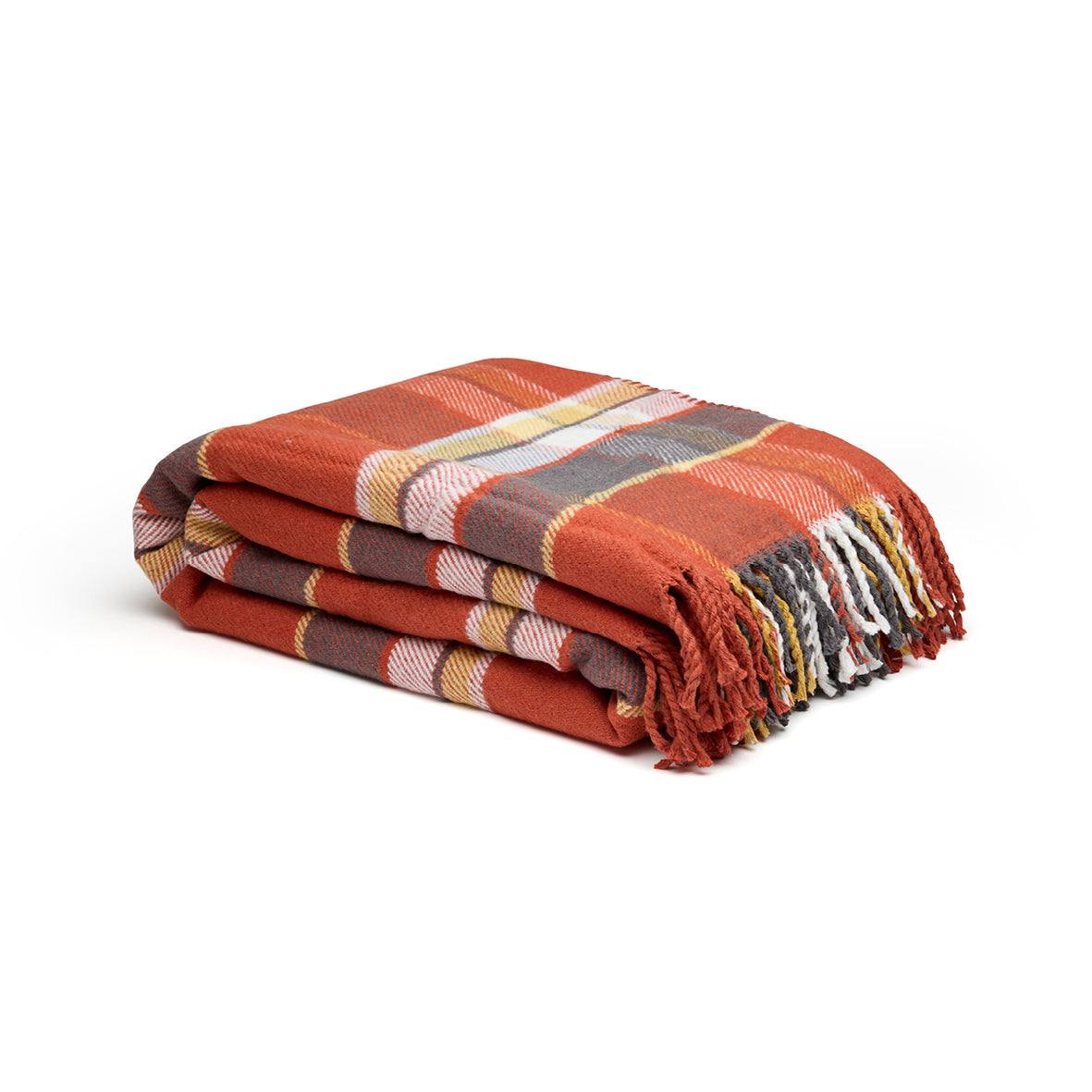 Woven plaid - Tartan Orange / Dark grey - 130 x 180 cm