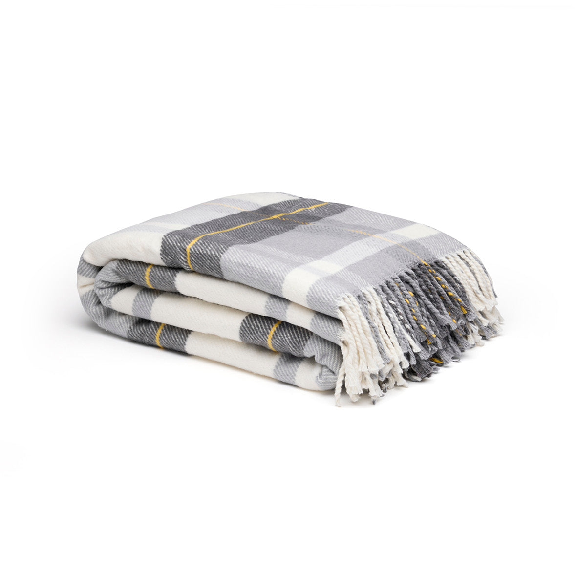 <p>Plaid tissé - Tartan Gris / Blanc - 130 x 170 cm</p>