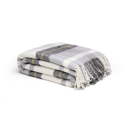 <p>Plaid tissé - Tartan Gris / Blanc - 130 x 170 cm</p>