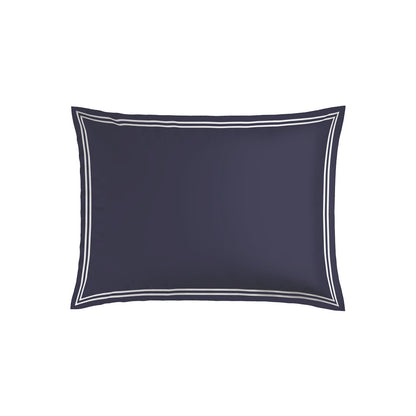 Pillowcase(s) cotton satin - Cannes White / Dark blue 2 x (50 x 70 cm)