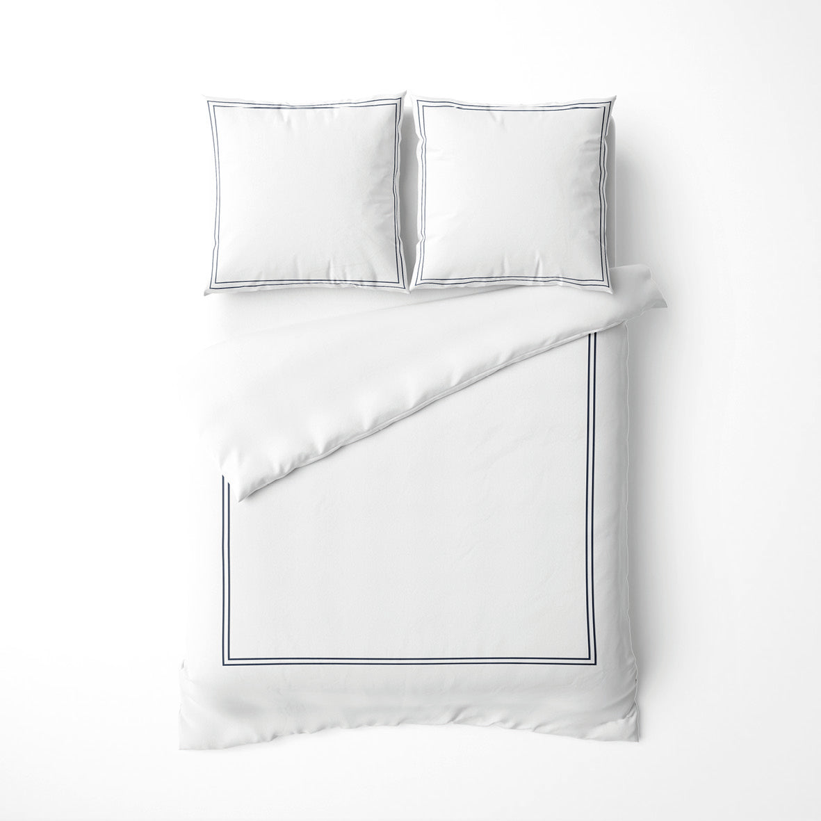Duvet cover + pillowcase cotton satin - Cannes Dark blue / White