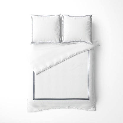 Duvet cover + pillowcase cotton satin - Cannes Dark blue / White