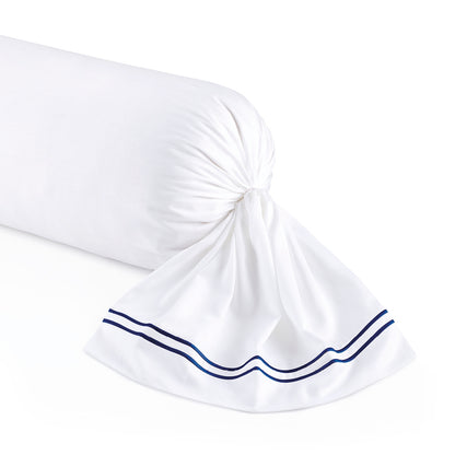 Pillowcase(s) cotton satin - Cannes Dark blue / White 43 x 210 cm