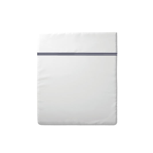 Flat sheet cotton satin - Cannes Dark blue / White