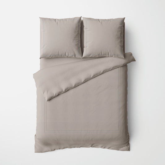 Duvet cover + pillowcase(s) cotton satin - Cannes Taupe / Taupe