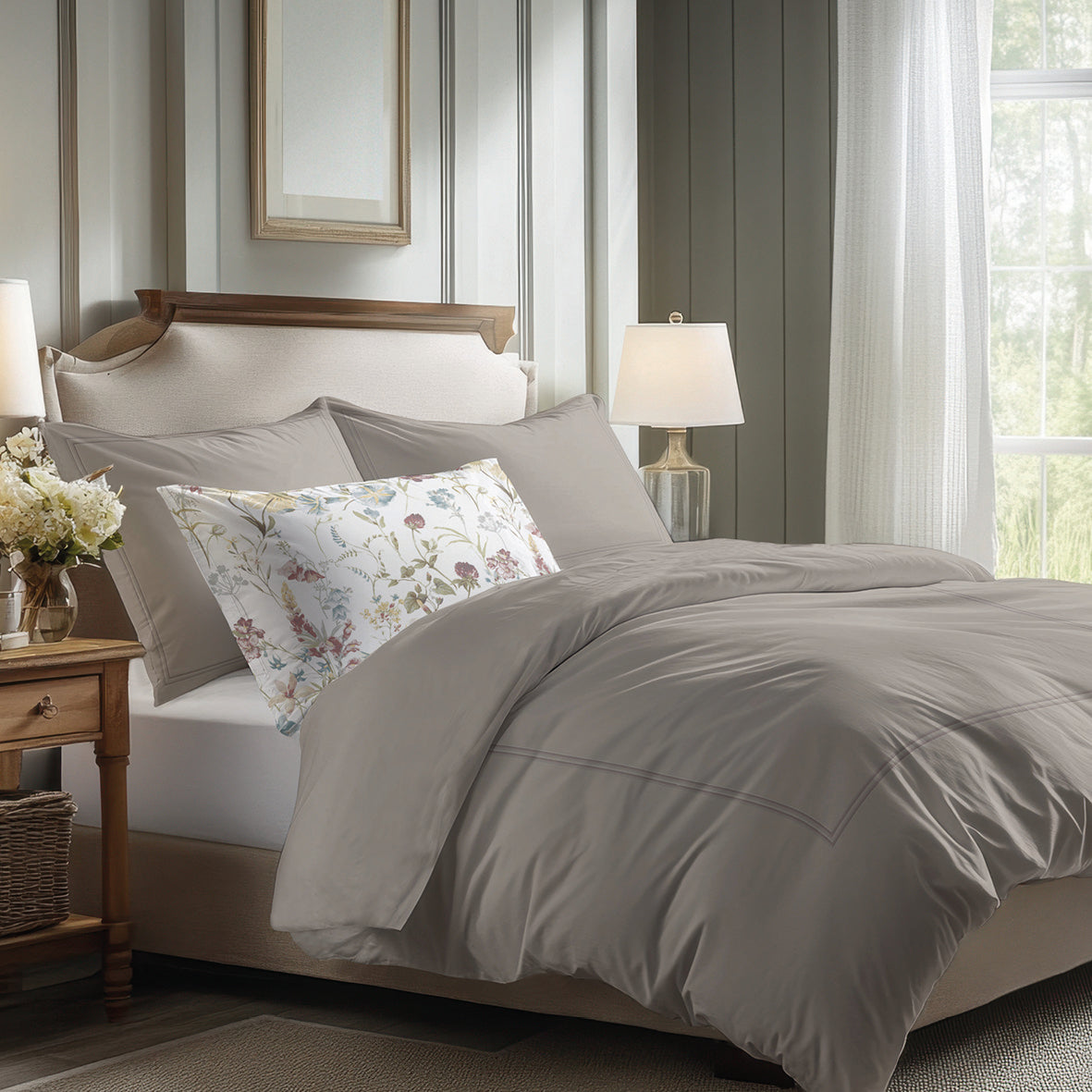 Pillowcase(s) cotton satin - Cannes Taupe / Taupe