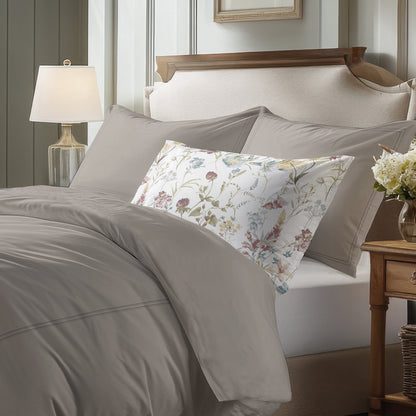 Flat sheet cotton satin - Cannes Taupe / Taupe