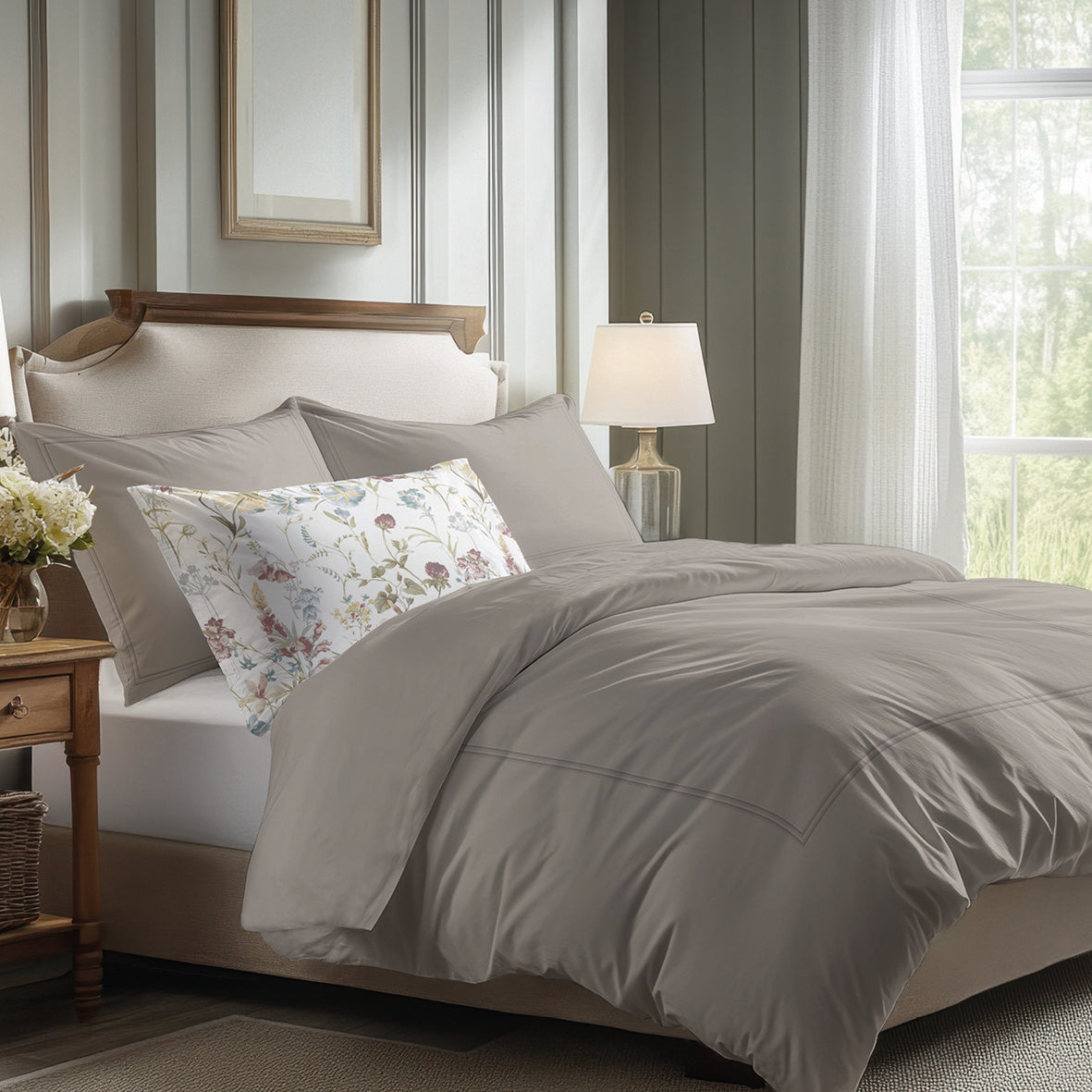 Sheet set cotton satin - Cannes Taupe / Taupe