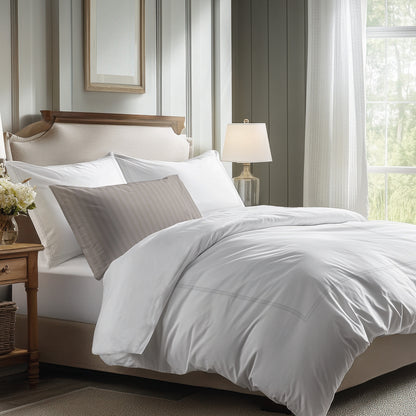 Flat sheet cotton satin - Cannes White / White