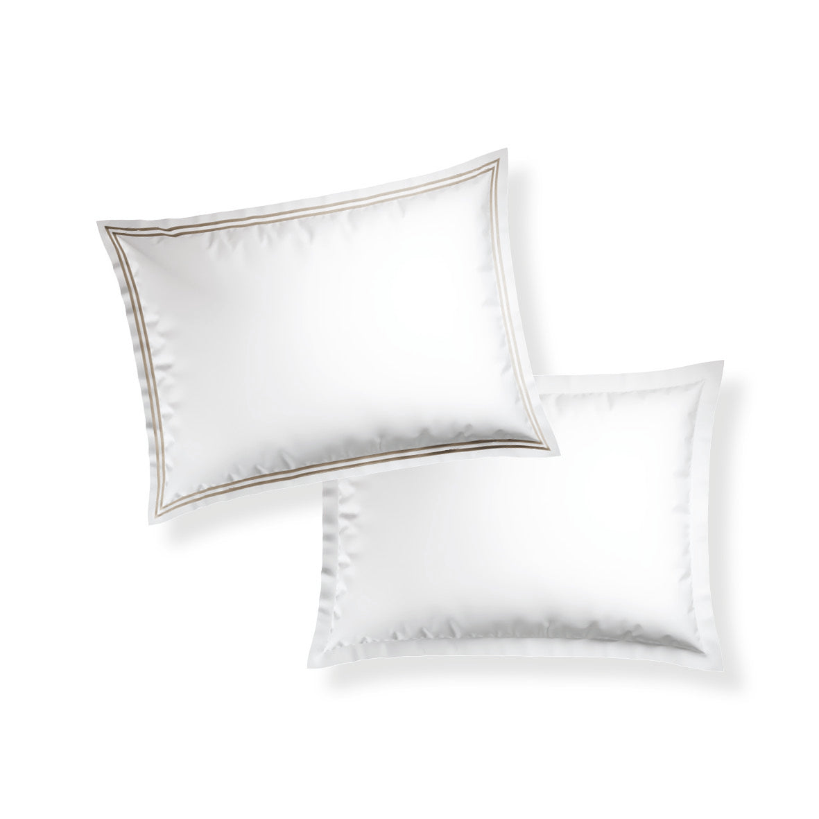 Pillowcase(s) cotton satin - Cannes Taupe / White