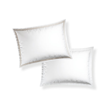 Pillowcase(s) cotton satin - Cannes Taupe / White