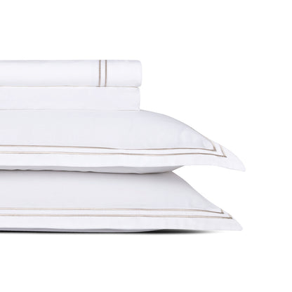 Sheet set cotton satin - Cannes Taupe / White