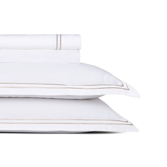 Sheet set cotton satin - Cannes Taupe / White