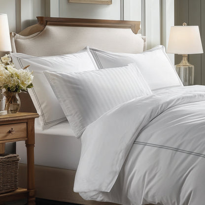 Pillowcase(s) cotton satin - Cannes Grey / White