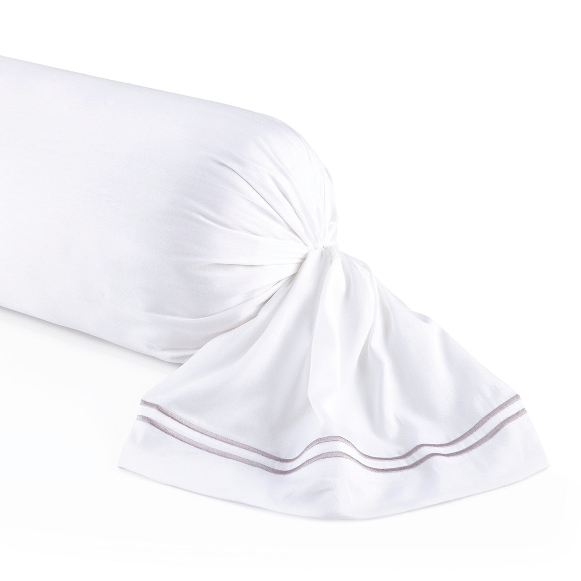 Pillowcase(s) cotton satin - Cannes Grey / White 43 x 210 cm