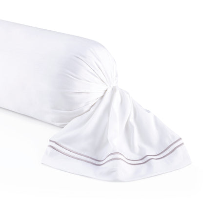 Pillowcase(s) cotton satin - Cannes Grey / White 43 x 210 cm