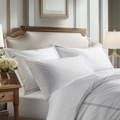Flat sheet cotton satin - Cannes Grey / White