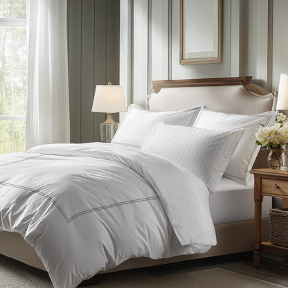 Sheet set cotton satin - Cannes Grey / White
