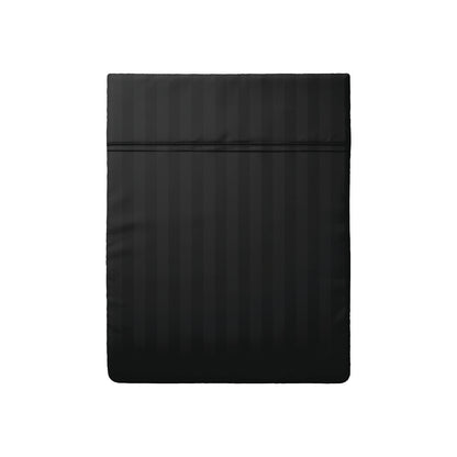 Flat sheet cotton satin dobby stripe woven - Black