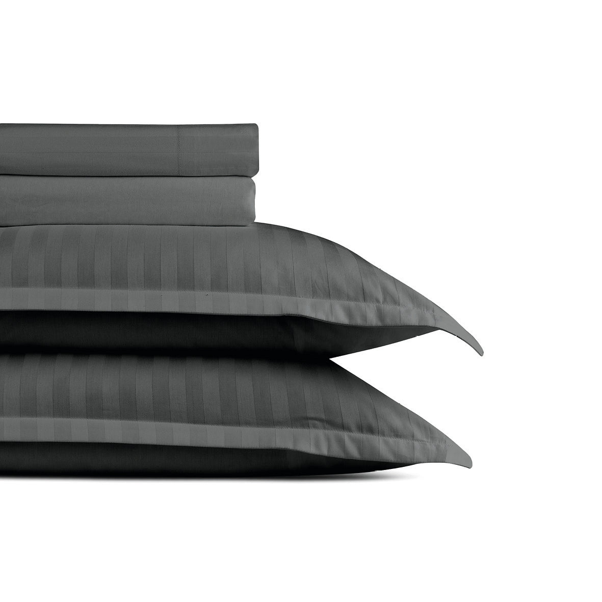 Sheet set cotton satin dobby stripe woven - Black