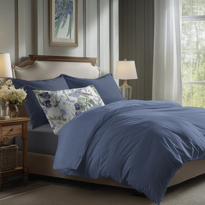 Pillowcase(s) cotton satin dobby stripe woven -  Blue